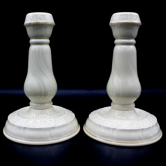 Vintage Ivory Porcelain Mikasa Tivoli D1000 Candle Holders Candlesticks 7" Pair - Picture 2 of 9